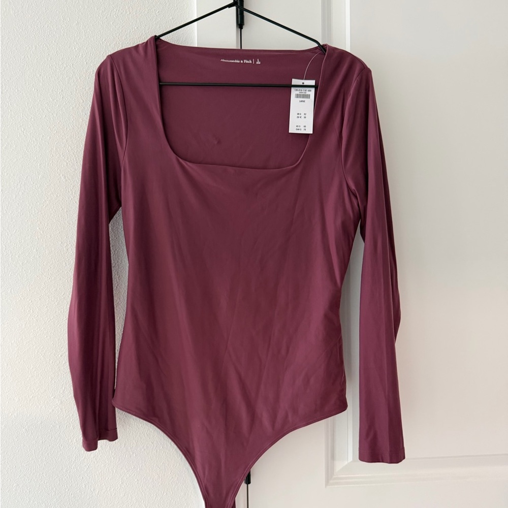Abercrombie & Fitch Square Neck Bodysuit - Burgundy